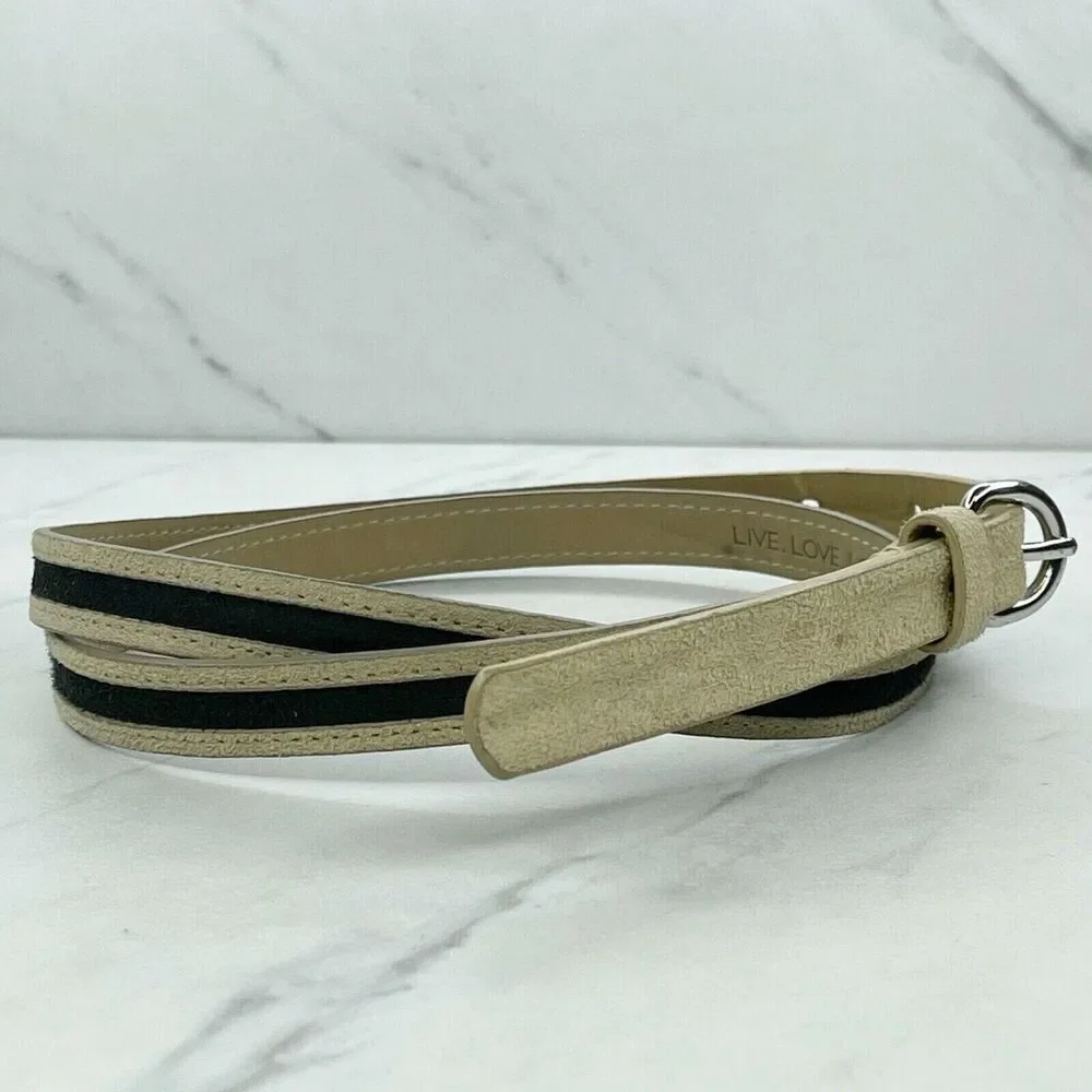 Ann Taylor LOFT Skinny Faux Suede Belt Silver Buckle Medium (M) ✨